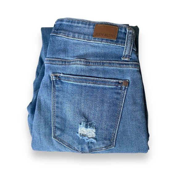 Judy Blue Distressed Skinny Jeans High Rise Stretch Denim Ankle Ripped Cotton - Picture 10 of 11